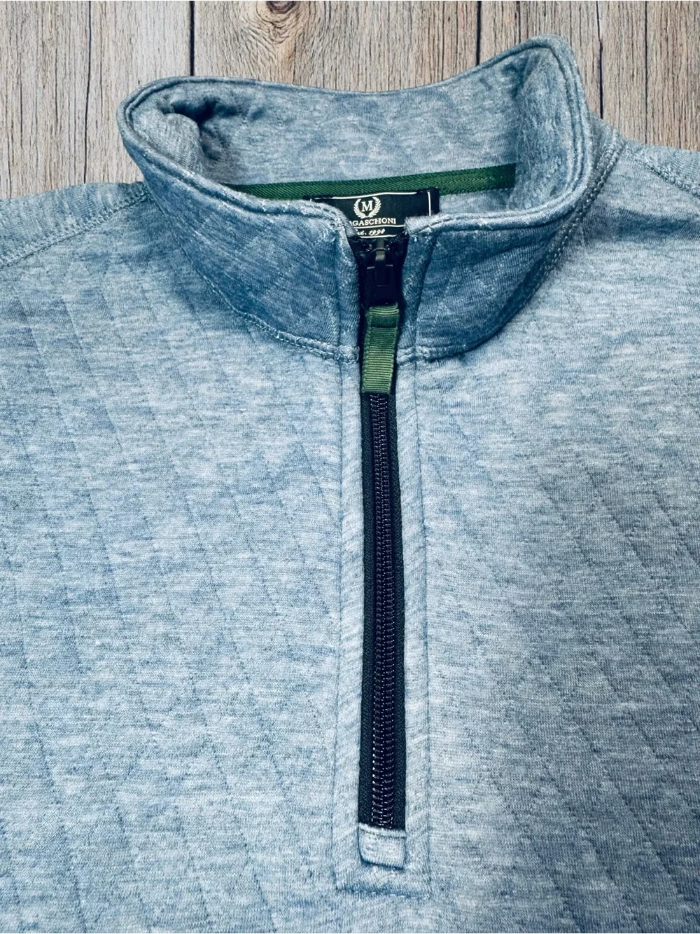 NWT New Magaschoni Blue Quilted Half-Zip Sweater Size XL